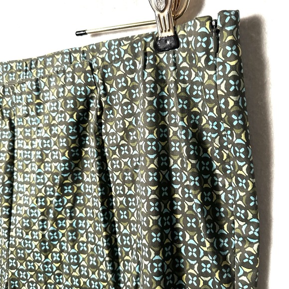 Sigrid Olsen 18W Chino Trousers Elastic Waist Pleated Retro Geometric - Picture 2 of 9